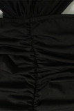 Sexy Solid Color Backless Flower Shape Half A Turtleneck One Step Skirt Dresses