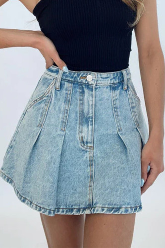 Casual Solid Color Patchwork High Waist Type A Solid Color Bottoms