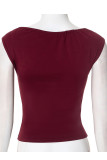 Sexy Solid Color Draw String O Neck T-Shirts