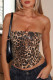 Sexy Leopard Sequins Zipper Strapless Tops