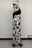 Sexy Flowers Lace Up Backless Halter Sleeveless Dresses