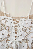 Sexy Solid Color Lace Strap Design V Neck Long Dresses