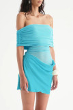 Sexy Solid Color Mesh Off Shoulder A Line Dresses
