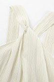 Vacation Solid Color Ruched Halter Sleeveless Dresses