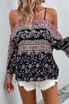 Sexy Flowers Patchwork Contrast Tops
