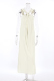 Vacation Solid Color Ruched Halter Sleeveless Dresses