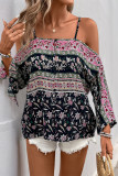 Sexy Flowers Patchwork Contrast Tops