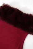 Sexy Solid Color See-Through Feather Trim Strapless Long Dresses