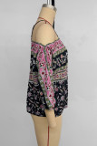 Sexy Flowers Patchwork Contrast Tops