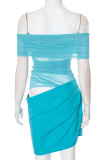Sexy Solid Color Mesh Off Shoulder A Line Dresses