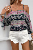 Sexy Flowers Patchwork Contrast Tops