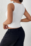 Sexy Solid Color Bow Decor Contrast O Neck Tops