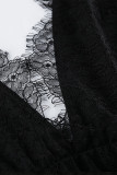 Sexy Solid Color Lace V Neck Lace Dress Dresses