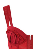 Sexy Solid Color Buckle Strap Design V Neck Sleeveless Two Pieces