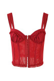 Sexy Solid Color Buckle Strap Design V Neck Sleeveless Two Pieces