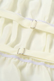 Sexy Solid Color Backless Ruched Adjustable Halter Sleeveless Two Pieces