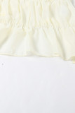 Sexy Solid Color Backless Ruched Adjustable Halter Sleeveless Two Pieces