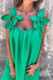 Casual Solid Color Flower Shape U Neck Sling Dresses