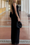 Sexy Solid Color Lace Up Irregular Sloping Shoulder Long Dresses