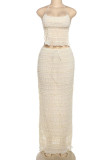 Sexy Solid Color Lace Up Backless Halter Sleeveless Two Pieces