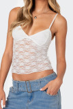 Sexy Solid Color Lace V Neck Tops