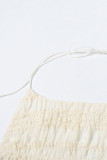 Sexy Solid Color Lace Up Backless Halter Sleeveless Two Pieces