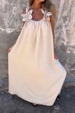 Casual Solid Color Flower Shape U Neck Sling Dresses
