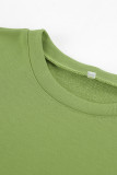 Casual Solid Color Draw String O Neck Short Sleeve Two Pieces