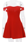 Sexy Party Solid Color Backless Off Shoulder A Line Dresses