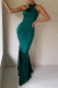 Elegant Solid Color Backless Fishtail Halter Fishtail Dresses