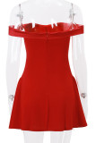 Sexy Party Solid Color Backless Off Shoulder A Line Dresses