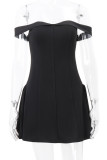 Sexy Party Solid Color Backless Off Shoulder A Line Dresses