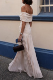 Sexy Solid Color Ruched Off Shoulder Long Dresses