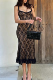 Sexy Solid Color Mesh V Neck One Step Skirt Dresses