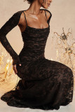 Sexy Solid Color Lace Strap Design Sleeveless Two Pieces