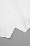 Street Solid Color Buttons Ruched V Neck Sleeveless Two Pieces