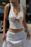 Sexy fruit Lace Backless Halter Tops