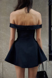 Sexy Party Solid Color Backless Off Shoulder A Line Dresses