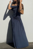 Sexy Solid Color Ruched Off Shoulder Long Dresses