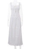 Casual Solid Color Ruched Square Neck Long Dresses
