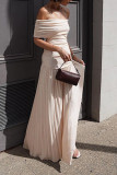 Sexy Solid Color Ruched Off Shoulder Long Dresses