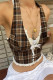 Sexy Plaid Patchwork Backless Halter Tops