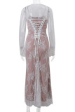 Sexy Solid Color Lace Strap Design Sleeveless Two Pieces