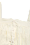 Casual Solid Color Pocket Buttons Square Neck Loose Rompers