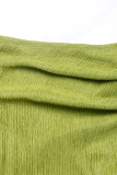 Sexy Solid Color Draw String Slit Texture O Neck Sleeveless Two Pieces