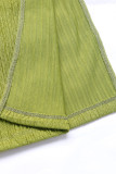 Sexy Solid Color Draw String Slit Texture O Neck Sleeveless Two Pieces