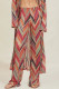 Casual Striped Print Draw String Contrast Loose Straight Full Print Bottoms