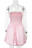 Sexy Solid Color Pleated Strapless Mini Dresses