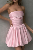 Sexy Solid Color Pleated Strapless Mini Dresses