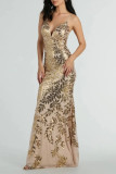 Sexy Prom Flowers Sequins V Neck Evening Dresses